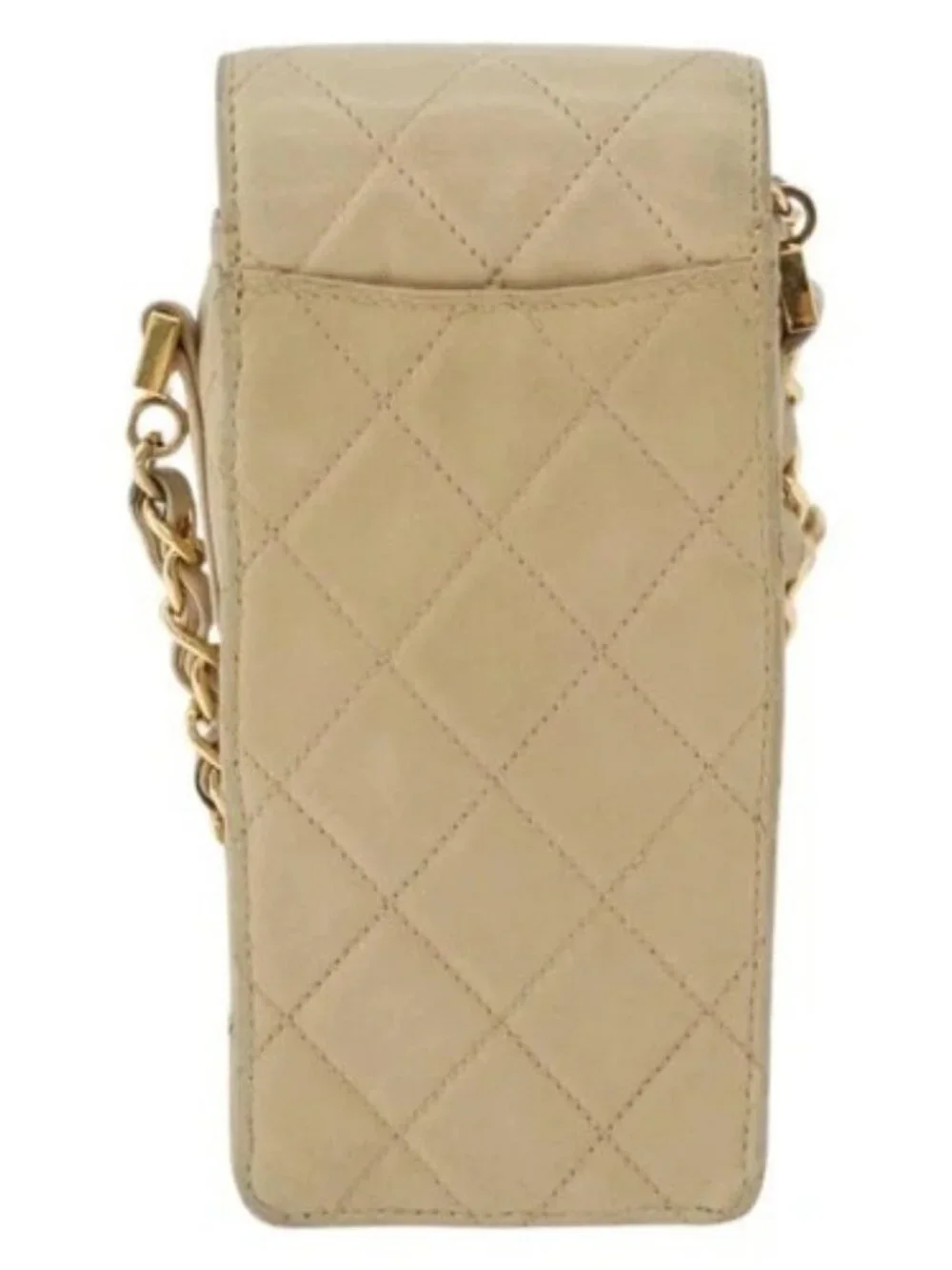 CHANEL Matelasse Chain Shoulder Bag Lamb Skin Beige Gold CC Auth 179876A